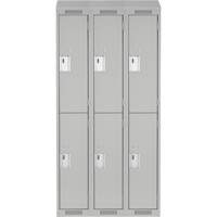 Clean Line Lockers, 2 -tier, Bank of 3, 36" x 18" x 78", Steel, Grey, Rivet (Assembled) Dufferin Supply