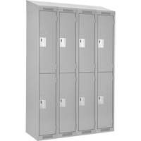 Clean Line Lockers, 2 -tier, Bank of 4, 48" x 18" x 78", Steel, Grey, Rivet (Assembled) Dufferin Supply