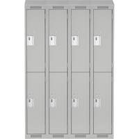 Clean Line Lockers, 2 -tier, Bank of 4, 48" x 18" x 78", Steel, Grey, Rivet (Assembled) Dufferin Supply