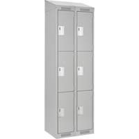 Clean Line Lockers, 3 -tier, Bank of 2, 24" x 18" x 78", Steel, Grey, Rivet (Assembled) Dufferin Supply