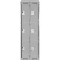 Clean Line Lockers, 3 -tier, Bank of 2, 24" x 18" x 78", Steel, Grey, Rivet (Assembled) Dufferin Supply