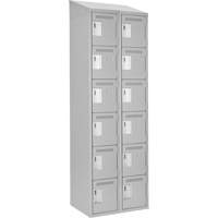 Clean Line Lockerette , 6 -tier, Bank of 2, 24" x 18" x 78", Steel, Grey, Rivet (Assembled) Dufferin Supply