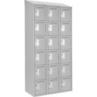 Clean Line Lockerette , 6 -tier, Bank of 3, 36" x 18" x 78", Steel, Grey, Rivet (Assembled) Dufferin Supply