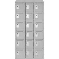 Clean Line Lockerette , 6 -tier, Bank of 3, 36" x 18" x 78", Steel, Grey, Rivet (Assembled) Dufferin Supply