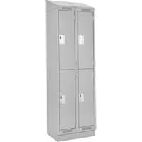 Clean Line Lockers, 2 -tier, Bank of 2, 24" x 18" x 82", Steel, Grey, Rivet (Assembled) Dufferin Supply