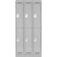 Clean Line Lockers, 2 -tier, Bank of 3, 36" x 18" x 82", Steel, Grey, Rivet (Assembled) Dufferin Supply