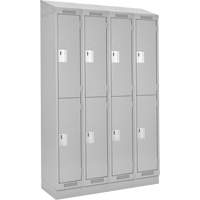 Clean Line Lockers, 2 -tier, Bank of 4, 48" x 18" x 82", Steel, Grey, Rivet (Assembled) Dufferin Supply