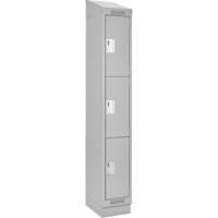 Clean Line Lockers, 3 -tier, 12" x 18" x 82", Steel, Grey, Rivet (Assembled) Dufferin Supply