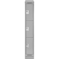 Clean Line Lockers, 3 -tier, 12" x 18" x 82", Steel, Grey, Rivet (Assembled) Dufferin Supply