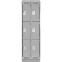 Clean Line Lockers, 3 -tier, Bank of 2, 24" x 18" x 82", Steel, Grey, Rivet (Assembled) Dufferin Supply