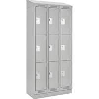 Clean Line Lockers, 3 -tier, Bank of 3, 36" x 18" x 82", Steel, Grey, Rivet (Assembled) Dufferin Supply