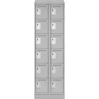 Clean Line Lockerette, 6 -tier, Bank of 2, 24" x 18" x 82", Steel, Grey, Rivet (Assembled) Dufferin Supply