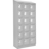 Clean Line Lockerette, 6 -tier, Bank of 3, 36" x 18" x 82", Steel, Grey, Rivet (Assembled) Dufferin Supply
