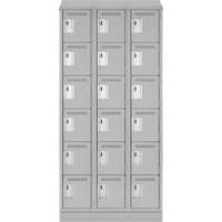 Clean Line Lockerette, 6 -tier, Bank of 3, 36" x 18" x 82", Steel, Grey, Rivet (Assembled) Dufferin Supply
