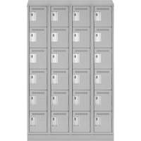 Clean Line Lockerette, 6 -tier, Bank of 4, 48" x 18" x 82", Steel, Grey, Rivet (Assembled) Dufferin Supply