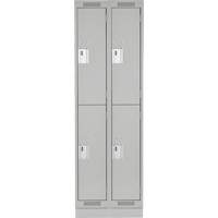 Clean Line Lockers, 2 -tier, Bank of 2, 24" x 18" x 76", Steel, Grey, Rivet (Assembled) Dufferin Supply