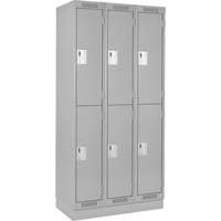 Clean Line Lockers, 2 -tier, Bank of 3, 36" x 18" x 76", Steel, Grey, Rivet (Assembled) Dufferin Supply