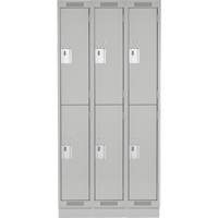 Clean Line Lockers, 2 -tier, Bank of 3, 36" x 18" x 76", Steel, Grey, Rivet (Assembled) Dufferin Supply