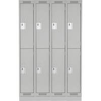 Clean Line Lockers, 2 -tier, Bank of 4, 48" x 18" x 76", Steel, Grey, Rivet (Assembled) Dufferin Supply
