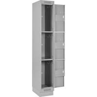 Clean Line Lockers, 3 -tier, Bank of 4, 48" x 18" x 76", Steel, Grey, Rivet (Assembled) Dufferin Supply