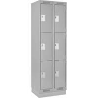 Clean Line Lockers, 3 -tier, Bank of 2, 24" x 18" x 76", Steel, Grey, Rivet (Assembled) Dufferin Supply