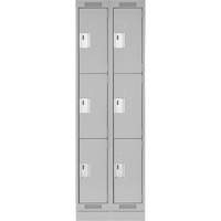 Clean Line Lockers, 3 -tier, Bank of 2, 24" x 18" x 76", Steel, Grey, Rivet (Assembled) Dufferin Supply