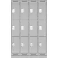 Clean Line Lockers, 3 -tier, Bank of 4, 48" x 18" x 76", Steel, Grey, Rivet (Assembled) Dufferin Supply