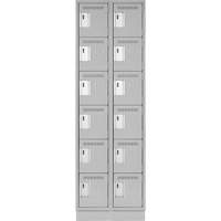 Clean Line Lockerette, 6 -tier, Bank of 2, 24" x 18" x 76", Steel, Grey, Rivet (Assembled) Dufferin Supply
