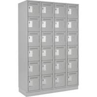 Clean Line Lockerette, 6 -tier, Bank of 4, 48" x 18" x 76", Steel, Grey, Rivet (Assembled) Dufferin Supply