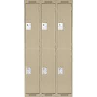 Clean Line Lockers, 2 -tier, Bank of 3, 36" x 18" x 72", Steel, Beige, Rivet (Assembled) Dufferin Supply