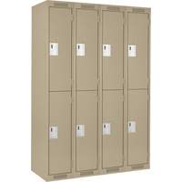 Clean Line Lockers, 2 -tier, Bank of 4, 48" x 18" x 72", Steel, Beige, Rivet (Assembled) Dufferin Supply