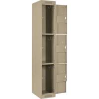 Clean Line Lockers, 3 -tier, Bank of 4, 48" x 18" x 72", Steel, Beige, Rivet (Assembled) Dufferin Supply