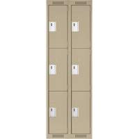 Clean Line Lockers, 3 -tier, Bank of 2, 24" x 18" x 72", Steel, Beige, Rivet (Assembled) Dufferin Supply