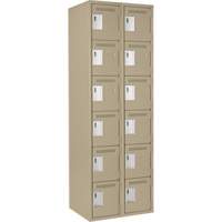 Clean Line Lockerette, 6 -tier, Bank of 2, 24" x 18" x 72", Steel, Beige, Rivet (Assembled) Dufferin Supply