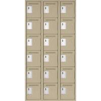 Clean Line Lockerette, 6 -tier, Bank of 3, 36" x 18" x 72", Steel, Beige, Rivet (Assembled) Dufferin Supply