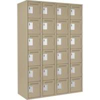 Clean Line Lockerette, 6 -tier, Bank of 4, 48" x 18" x 72", Steel, Beige, Rivet (Assembled) Dufferin Supply