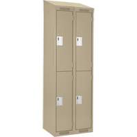 Clean Line Lockers, 2 -tier, Bank of 2, 24" x 18" x 78", Steel, Beige, Rivet (Assembled) Dufferin Supply
