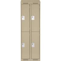 Clean Line Lockers, 2 -tier, Bank of 2, 24" x 18" x 78", Steel, Beige, Rivet (Assembled) Dufferin Supply