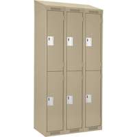 Clean Line Lockers, 2 -tier, Bank of 3, 36" x 18" x 78", Steel, Beige, Rivet (Assembled) Dufferin Supply