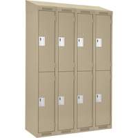 Clean Line Lockers, 2 -tier, Bank of 4, 48" x 18" x 78", Steel, Beige, Rivet (Assembled) Dufferin Supply