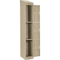 Clean Line Lockers, 3 -tier, Bank of 4, 48" x 18" x 78", Steel, Beige, Rivet (Assembled) Dufferin Supply
