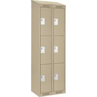 Clean Line Lockers, 3 -tier, Bank of 2, 24" x 18" x 78", Steel, Beige, Rivet (Assembled) Dufferin Supply