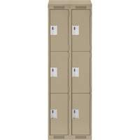 Clean Line Lockers, 3 -tier, Bank of 2, 24" x 18" x 78", Steel, Beige, Rivet (Assembled) Dufferin Supply