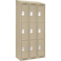 Clean Line Lockers, 3 -tier, Bank of 3, 36" x 18" x 78", Steel, Beige, Rivet (Assembled) Dufferin Supply