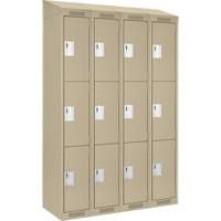 Clean Line Lockers, 3 -tier, Bank of 4, 48" x 18" x 78", Steel, Beige, Rivet (Assembled) Dufferin Supply