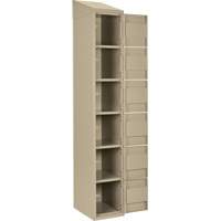 Clean Line Lockerette, 6 -tier, Bank of 4, 48" x 18" x 78", Steel, Beige, Rivet (Assembled) Dufferin Supply