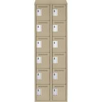 Clean Line Lockerette, 6 -tier, Bank of 2, 24" x 18" x 78", Steel, Beige, Rivet (Assembled) Dufferin Supply