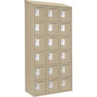Clean Line Lockerette, 6 -tier, Bank of 3, 36" x 18" x 78", Steel, Beige, Rivet (Assembled) Dufferin Supply