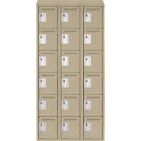 Clean Line Lockerette, 6 -tier, Bank of 3, 36" x 18" x 78", Steel, Beige, Rivet (Assembled) Dufferin Supply