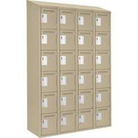 Clean Line Lockerette, 6 -tier, Bank of 4, 48" x 18" x 78", Steel, Beige, Rivet (Assembled) Dufferin Supply